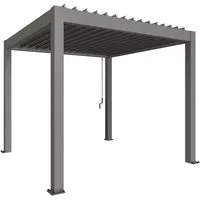 Biohort Pergola 255 cm x 312 cm x 312 cm Quarzgrau-Metallic - Terrassenüberdachungen, stilvolle Pergola für Schatten und Schutz, ideal für Gartenpartys und entspannte Brunches im Freien.