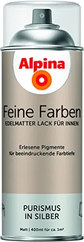Alpina Feine Farben Sprühlacke – Purismus in Silber – edelmatter Sprühlack für innen – für eine beeindruckende Farbtiefe – geruchsarm & schnelltrocknend – 400ml