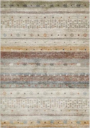 -LUXOR- living Kurzflor Teppich Molinos – moderner Webteppich mit abstraktem Muster, pflegeleicht & strapazierfähig, ideal für Wohnzimmer, Schlafzimmer & Flur, 80 x 150 cm, Multi