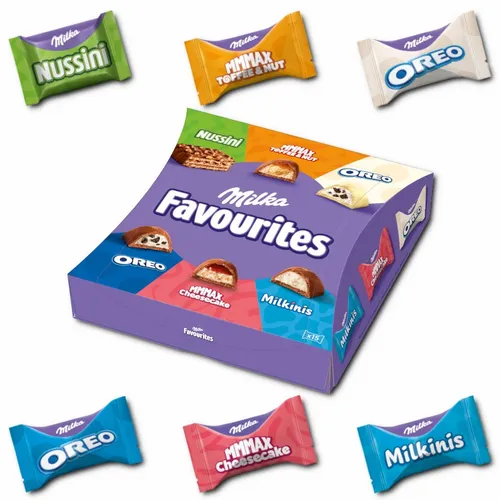  Milka Favourites, gefüllte Schokolade,  141g Packung 29,72€/1kg