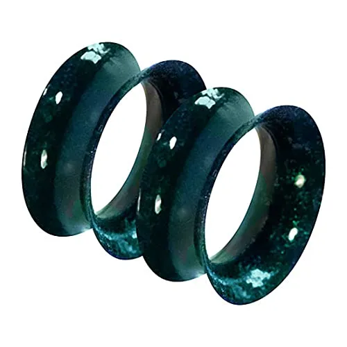Piercingfaktor Flesh Tunnel Ohr Plug Piercing Silikon dünner Rand extra flexibel Weich Rund Creole Farbig Bunt 1 Paar metallic glänzend Dunkelgrün 16mm