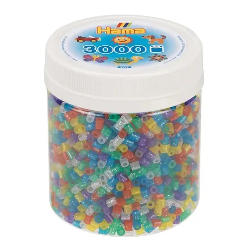 Produktbild Hama Midi Bügelperlen, Transparent-Farben mit Glitter, ca. 3.000 Stück, Ø 5,0 mm