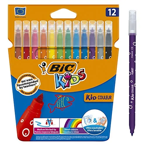BIC Kids 9202942 Fasermaler Kid Couleur, 12 Stück