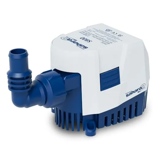 Attwood 5508-7 Sahara MK2 800 GPH Bilgepumpe - Automatische Bilgenpumpe für Boote mit patentiertem X-Air-Laufrad zur Luftblasenbeseitigung und flexiblen Auslässen für einfache Installation in engen Räumen.