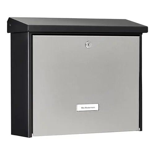 Burg-Wächter London 6867 B+S - Moderner Wandbriefkasten aus Edelstahl, robust und mit individuellem Namensschild, für DIN C4 Post und Made in Germany