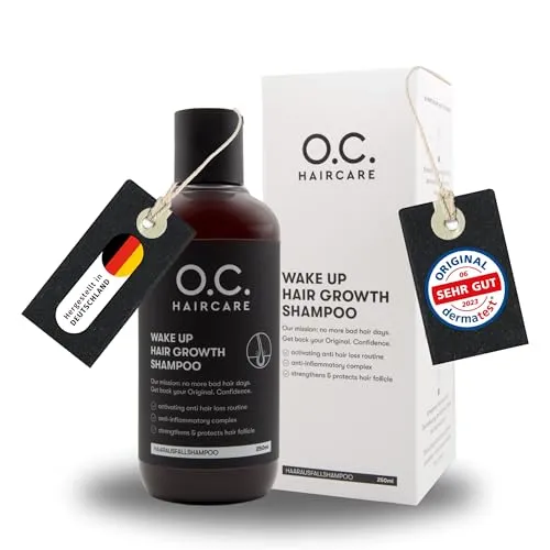 O.C. HAIRCARE Wake Up Hair Growth Shampoo – Haarwachstum anregen & Haarausfall reduzieren - Mildes, sulfatfreies Shampoo mit Panthenol & Aloe Vera - Löst Rückstände an der Wurzel & pflegt die Kopfhaut