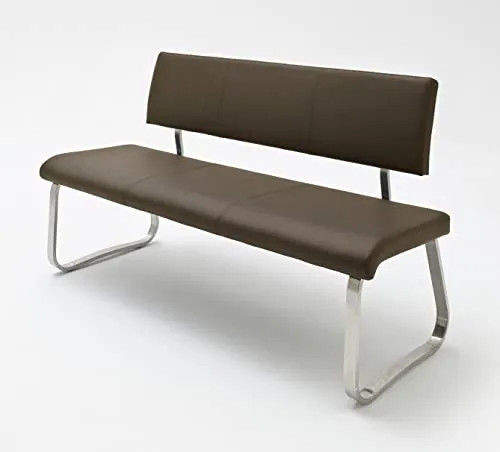 Robas Lund Esszimmersitzbank mit Rückenlehne in Leder - 280 kg belastbar - Bänke & Eckbankgruppen, moderne Sitzbank mit atmungsaktivem Rindslederbezug und robuster Edelstahlkonstruktion für hohen Komfort und Stil.