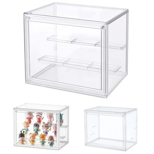 Dasellfa Vitrine Schaukasten Box Acryl Vitrine, Sammlervitrine mit Tür, Für Minifiguren, Figuren Vitrine Kleine, Action Figuren Spielzeug, Modellautos, Sammelfiguren (27*18*22CM)