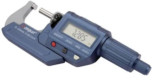 Dasqua 4230-2005 Digitales Außenmikrometer - Präzisions-Messwerkzeug mit 0-25mm Reichweite und 0.001mm Ablesung, ideal für genaue Messungen dank ergonomischem Design und Ratschenanschlag für konstante Kraft.