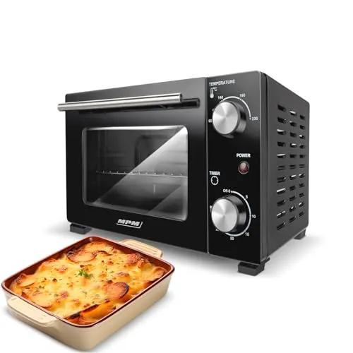 MPM MPE-13 Mini-Backofen 10L - Kompakter freistehender Minibackofen mit 10L Fassungsvermögen, ideal für kleine Küchen. Ober- und Unterhitze sowie 4-stufige Temperaturregelung von 90-230°C für perfekte Backergebnisse.