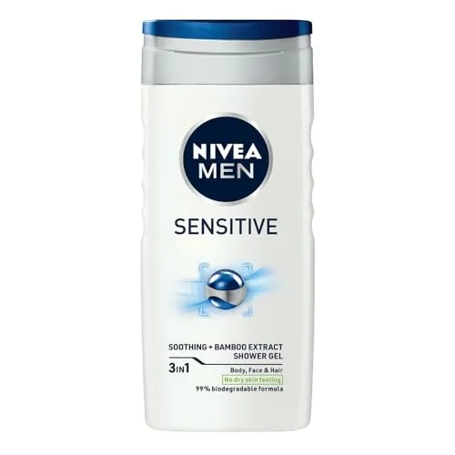 NIVEA Duschgel Sensitive 250ml - Duschgel für empfindliche Haut, mit pflegender Bambusmilch für eine sanfte Reinigung und tägliche Pflege. Dermatologisch getestet und pH-hautfreundlich.