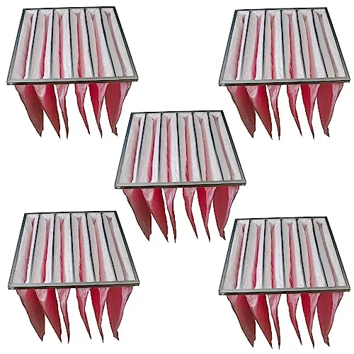 vhbw 5x Taschenfilter für Klima- und Lüftungsanlagen - Filter F7, 59,2 x 59,2 x 60 cm, Rosa