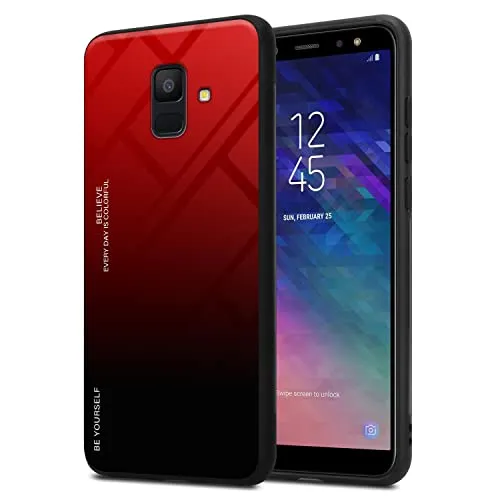 Cadorabo Hülle kompatibel mit Samsung Galaxy A6 2018 Schutzhülle TPU Silikon Case Glas Slim Kratzfest Weiche Gummi mit Rundumschutz Case Hülle für Galaxy A6 2018 in Schwarz