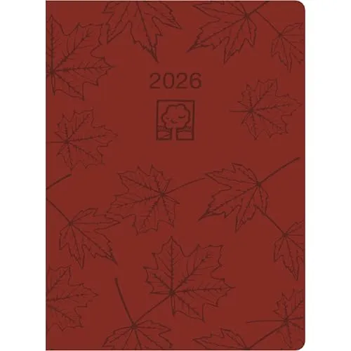 Zettler Taschenkalender 1T/1S weinrot Blauer Engel 2026 – Roter Timer 10 × 14 cm, 1 Tag pro Seite mit Stundeneinteilung 7–19 Uhr, Recyclingpapier, Blauer Engel zertifiziert