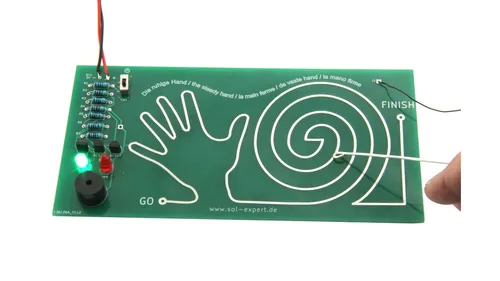 SOL-EXPERT Lötbausatz „Ruhige Hand“, Geschicklichkeitsspiel mit Summer und LED 4037373744008
