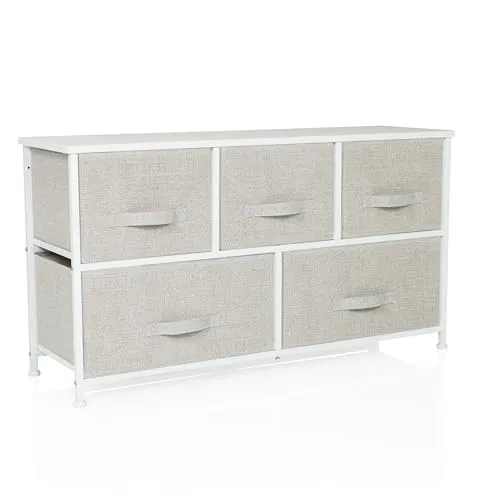 Moderne Kommode mit 5 Schubladen aus Stoff - Kommode für Erwachsene und Jugendliche, mit 5 praktischen Schubladen und robustem Metallgestell, ideal für jeden Raum.