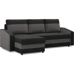 Ecksofa Orion mit Schlaffunktion, Schwarz + Weiß von Mebligo