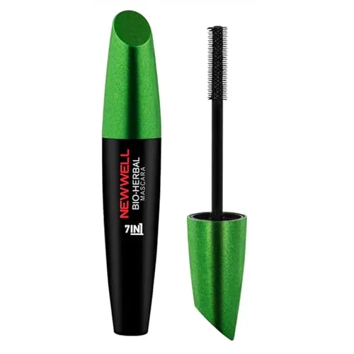 NEWWELL Bio Herbal Mascara Pflegende Wasserfeste Wimperntusche - Sofort längere Wimpern & Volumen - Beinhaltet Argan, Macadamia, Avocado Öl und Keratin