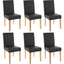 6er-Set Esszimmerstuhl Littau - Kunstleder schwarz matt mit hellen Beinen - Stühle für Esszimmer, modernes Design mit hoher Rückenlehne und bequemer Polsterung, ideal für gemütliche Abende. Maximale Belastbarkeit: 135 kg.