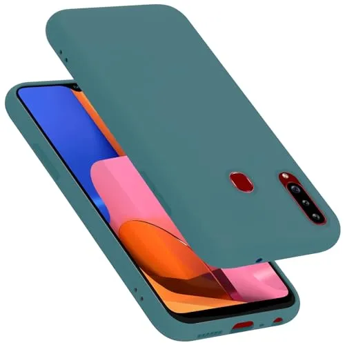 Cadorabo Hülle kompatibel mit Samsung Galaxy A20s Hülle Silikon Handyhülle für Galaxy A20s Case aus flüssigem Silikon- Kratzfeste und stoßfeste dünne TPU Schutzhülle - Liquid GRÜN