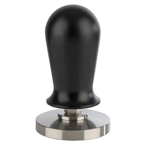 APS 10380 Espresso Tamper Ø 58 mm, H: 10 cm, Edelstahl, Aluminium, ca. 350 g, Silber/schwarz, Gruff mit Druckregulierung