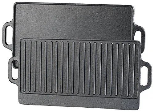 Produktbild Rosenstein & Söhne Grillplatte Gusseisen: Gusseiserne Wende-Grillplatte für Ofen, Herd und Grill, 51 x 23,5 cm (Gussplatte, Gusseisenplatte, Grillspiesse)
