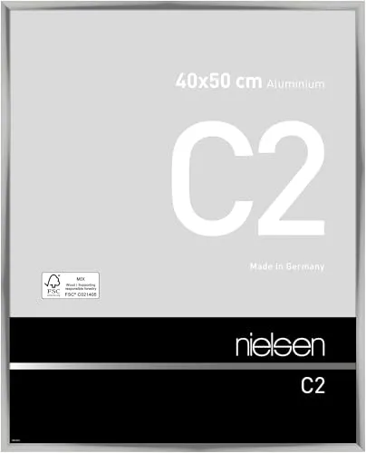 Nielsen Alurahmen C2 40x50 cm silber - Eleganter Hängerahmen aus Aluminium in Silber für Bilder bis 40x50 cm. Ideal für stilvolle Präsentationen und langlebige Nutzung.