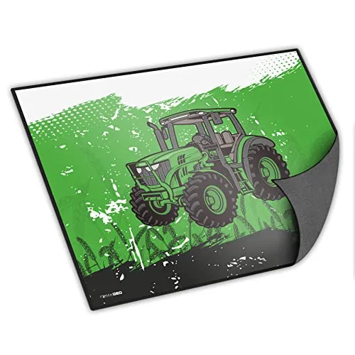 itenga Schreibtischunterlage mit Motiv abwischbar rutschfest glatt 40x53cm Kunststoff Schreibunterlage für Kinder (Motiv Traktor)