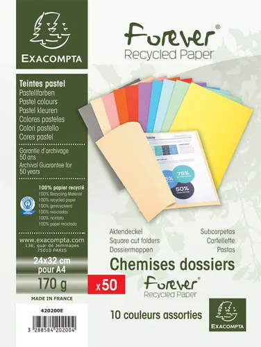 EXACOMPTA Aktendeckel FOREVER 180 DIN A4 farbig sortiert 50 Aktendeckel
