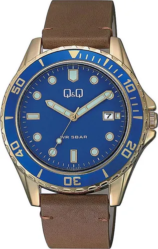 Q&q Uhr Fashion Modell A172J102Y - Elegante Armbanduhr für Herren mit Edelstahlgehäuse, Lederarmband und hochwertigem Quarzwerk. Ideal für modebewusste Männer, die Wert auf Stil und Funktion legen.