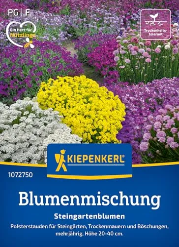 Kiepenkerl Blumenmischung Steingartenblumen 1072750 - mehrjährige Polsterstauden für Steingärten, Trockenmauern und Böschungen - Pflanzen, Blumensamen, Saatgut