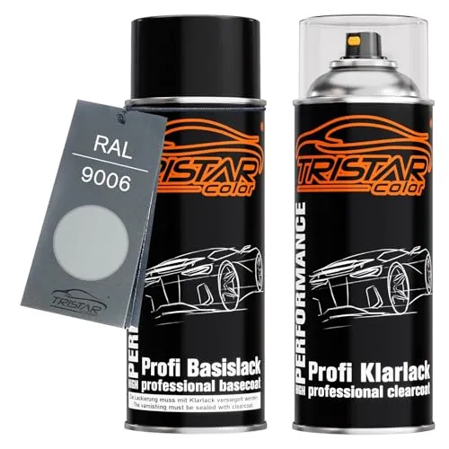 TRISTARcolor RAL 9006 Weissaluminium Metallic Spraydose inkl. Klarlack seidenmatt je 400ml