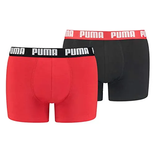 PUMA 2 er Pack Boxer Boxershorts Men Herren Unterhose Pant Unterwäsche, Farbe:786 - Red/Black, Bekleidungsgröße:M