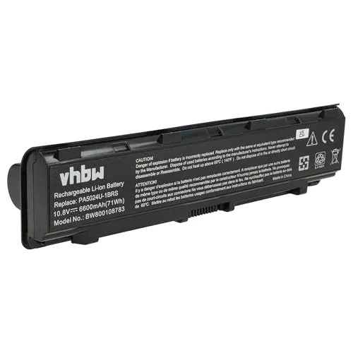 vhbw Akku kompatibel mit Toshiba Satellite C855D, C870, C870D, C850D, C855, C850, C845, C845D Notebook (6600 mAh, 10,8 V, Li-Ion)