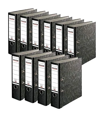 Falken Aktenordner S80 Recycling Plus A4 Wolkenmarmor - Ordner in grau marmoriert mit 80mm Rückenbreite, aus umweltfreundlichem Recyclingmaterial, ideal für eine nachhaltige Büroorganisation.