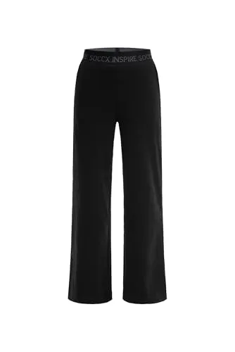 SOCCX Damen Wide Leg Sweatpants Black, L
