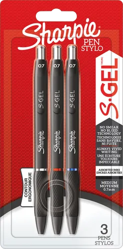 Sharpie S-GEL Gelschreiber schwarz, Schreibfarbe: farbsortiert, 3 St.