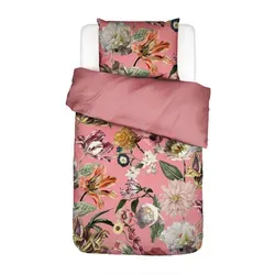 Essenza Wendebettwäsche Filou, Mauve, 155x220 cm - Luxuriöse Satin-Bettwäsche in Mauve mit floralem Design, Oeko-Tex® Standard 100, sorgt für stilvollen Schlafkomfort und ist dank Wendedesign vielseitig einsetzbar.