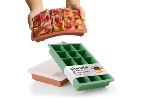Blumtal Eiswürfelform Silikon Eiswürfelform mit Deckel - bpa frei & leichtes herauslösen, (2-tlg)