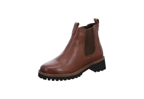 ARA Damen Kent Chelsea Boots, Cognac, 38 EU Schmal - Wanderschuhe mit komfortablem Blockabsatz, ideal für schmale Füße und perfekten Tragekomfort bei Spaziergängen.