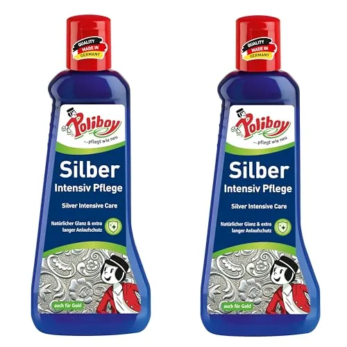 POLIBOY Silber Intensiv Pflege - Sanftes Poliermittel für Silberschmuck - 2x 200ml - Made in Germany