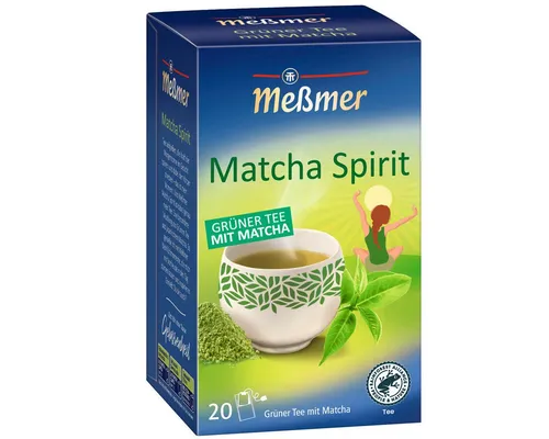 Meßmer Grüner Tee mit Matcha, 20 Teebeutel - Genießen Sie Meßmer Grüner Tee mit Matcha in praktischen 20 Teebeuteln. Diese harmonische Mischung aus Grüntee und Matcha bietet Ihnen besondere Genussmomente und erfrischende Qualität.