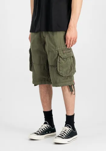 Alpha Industries Jet Shorts dark oliv, Größe 29 - Herren-Shorts aus robustem Baumwollmaterial mit bequemem Schnitt, ideal für den Sommer. Ausgestattet mit zahlreichen Taschen und regulierbarem Tunnelzug an den Beinabschlüssen.