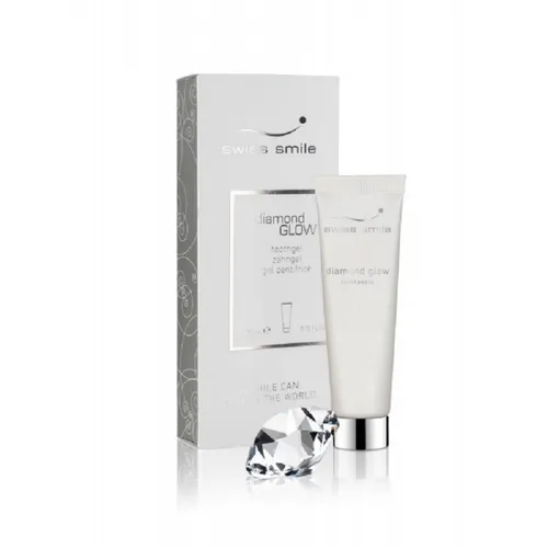 Swiss Smile Diamond Glow Zahnpasta 75 ml - Zahnpflegeartikel mit einkarätigen Diamantpartikeln für schonende Zahnaufhellung und effektive Verfärbungsbekämpfung. Ideal für strahlend weiße Zähne.