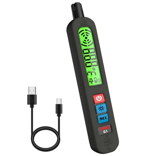 BSIDE Gasmelder Wiederaufladbare Gaslecksuchgerät für Brennbare Gase Gasprüfer Stift mit Großes LCD Visuellem Alarm, Summer und Vibration Multi Gasdetektor für Flüssiggas Erdgas Propan Haus Wohnwagen