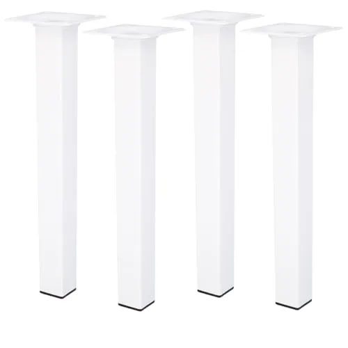 MS Beschläge Möbelfuss Weiss Eckig 25x25mm Möbelbein Tischbein Einzeln oder 4er Set Möbelstempel Couchfuss Möbelstütze (4, 350mm)