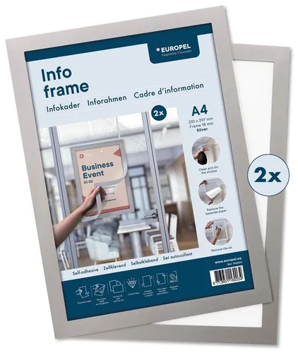 EUROPEL Magnetrahmen INFO FRAME DIN A4 silber 2 Stück in silber von Europel