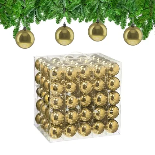 relaxdays Weihnachtsbaumkugel Set 100er, gold in gold von Relaxdays