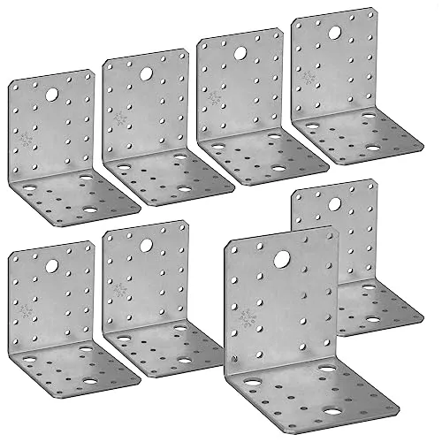 com-four® 8x Winkelverbinder aus verzinktem Stahl - Halterungen für Holzbalken - Befestigung für den Bau von Schreibtischen, Gartenhäusern und anderen Projekten (Pack 3)