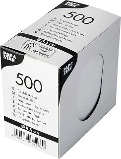 PAPSTAR Tassendeckchen rund - 500 Stück, weiß, 8,5 cm Durchmesser, ideal für festliche Anlässe und umweltfreundlich aus Papier